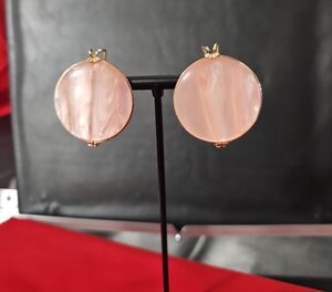 Gold Toned Shell Disc Earrings